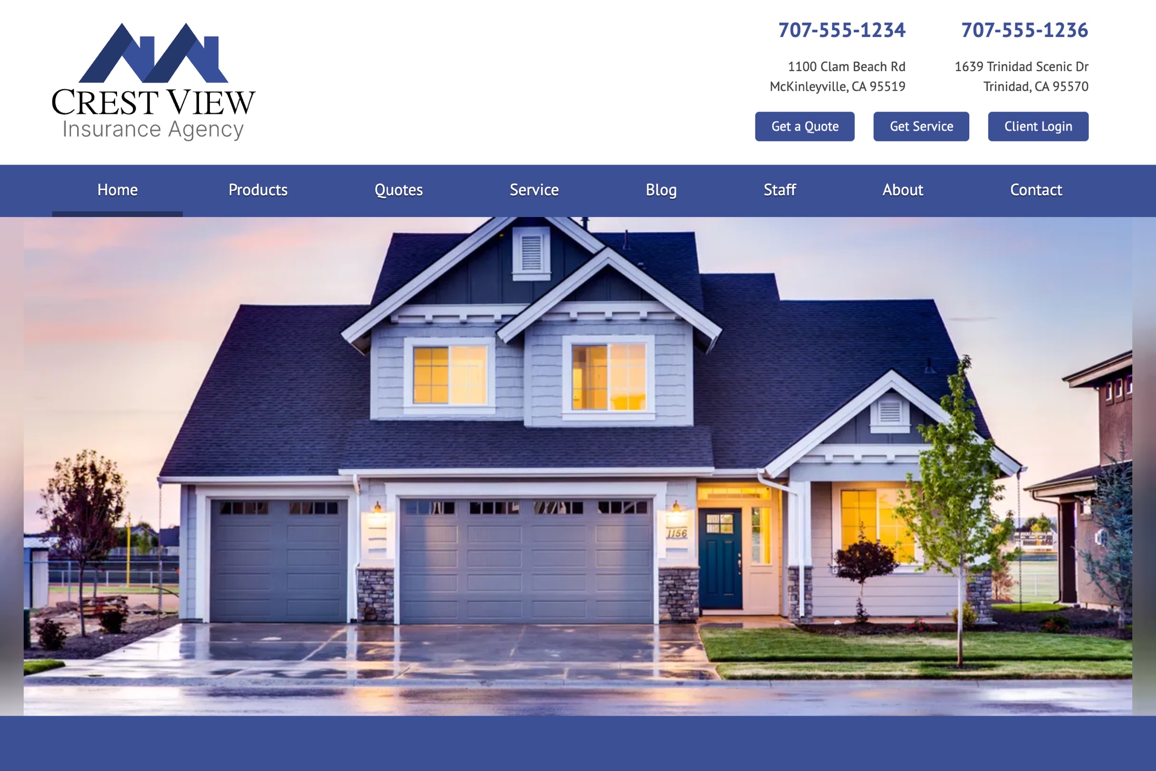 Screentshot of Crestview Insurance website