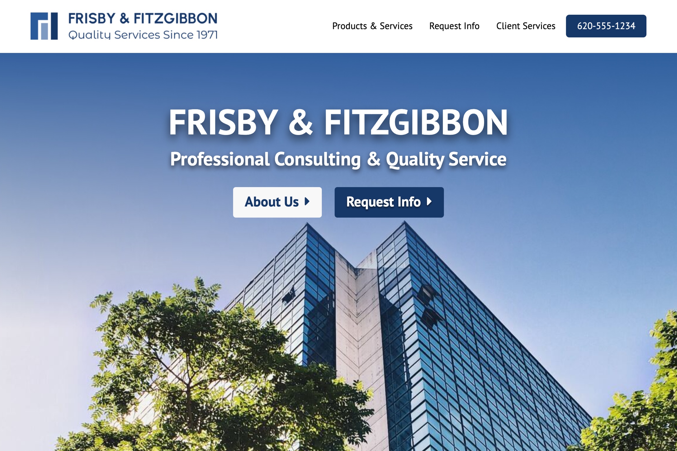 Screentshot of Frisby & Fitzgibbon Insurance website