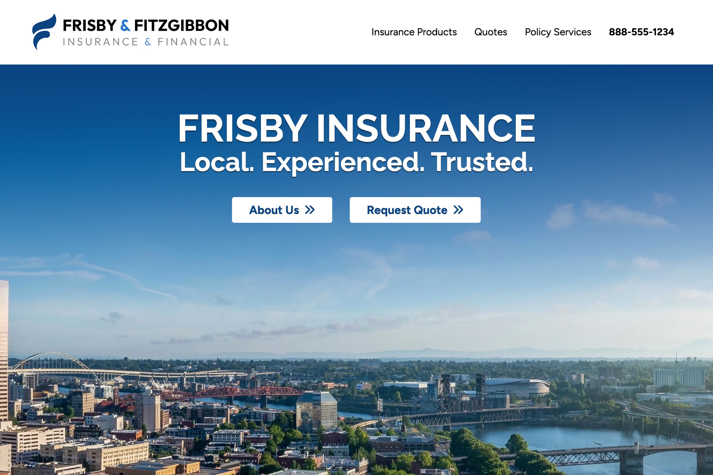 Screentshot of Frisby & Fitzgibbon Insurance website
