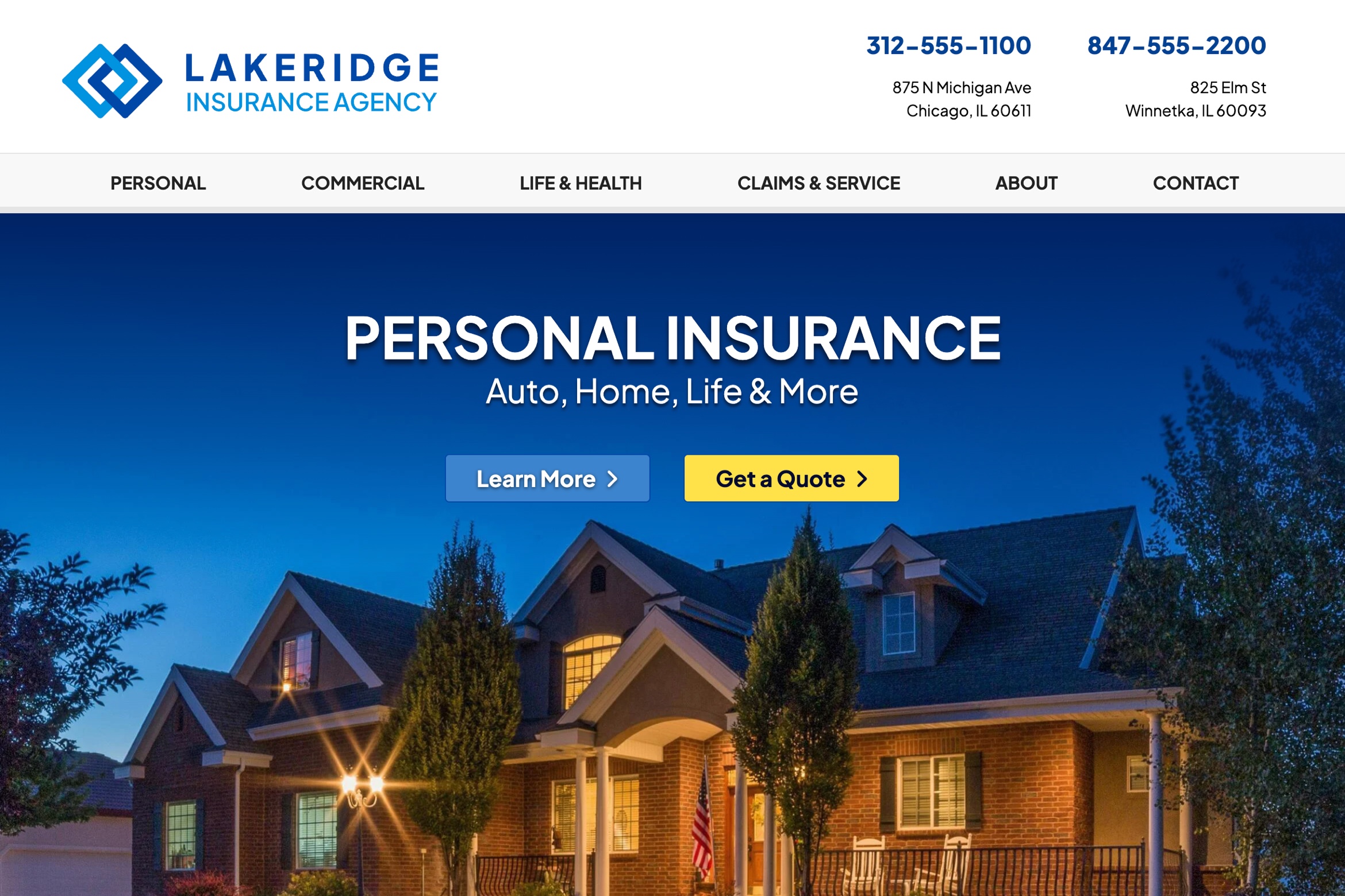 Screentshot of Lakeridge Insurance website
