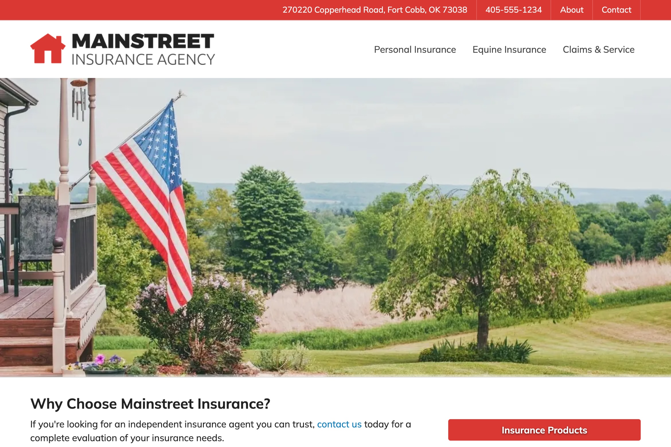 Screentshot of Mainstreet Insurance website