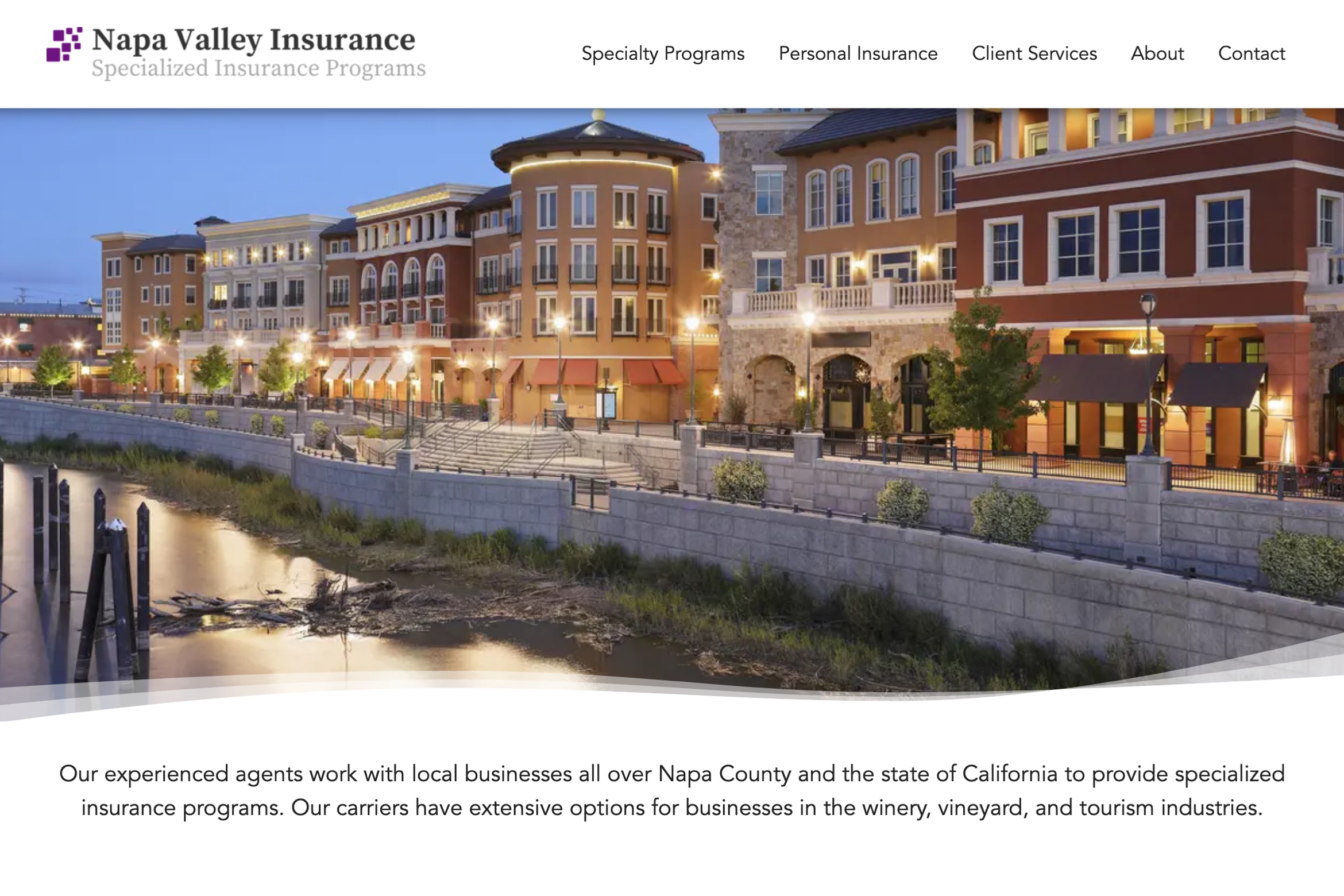 Screentshot of Napa Valley Insurance website