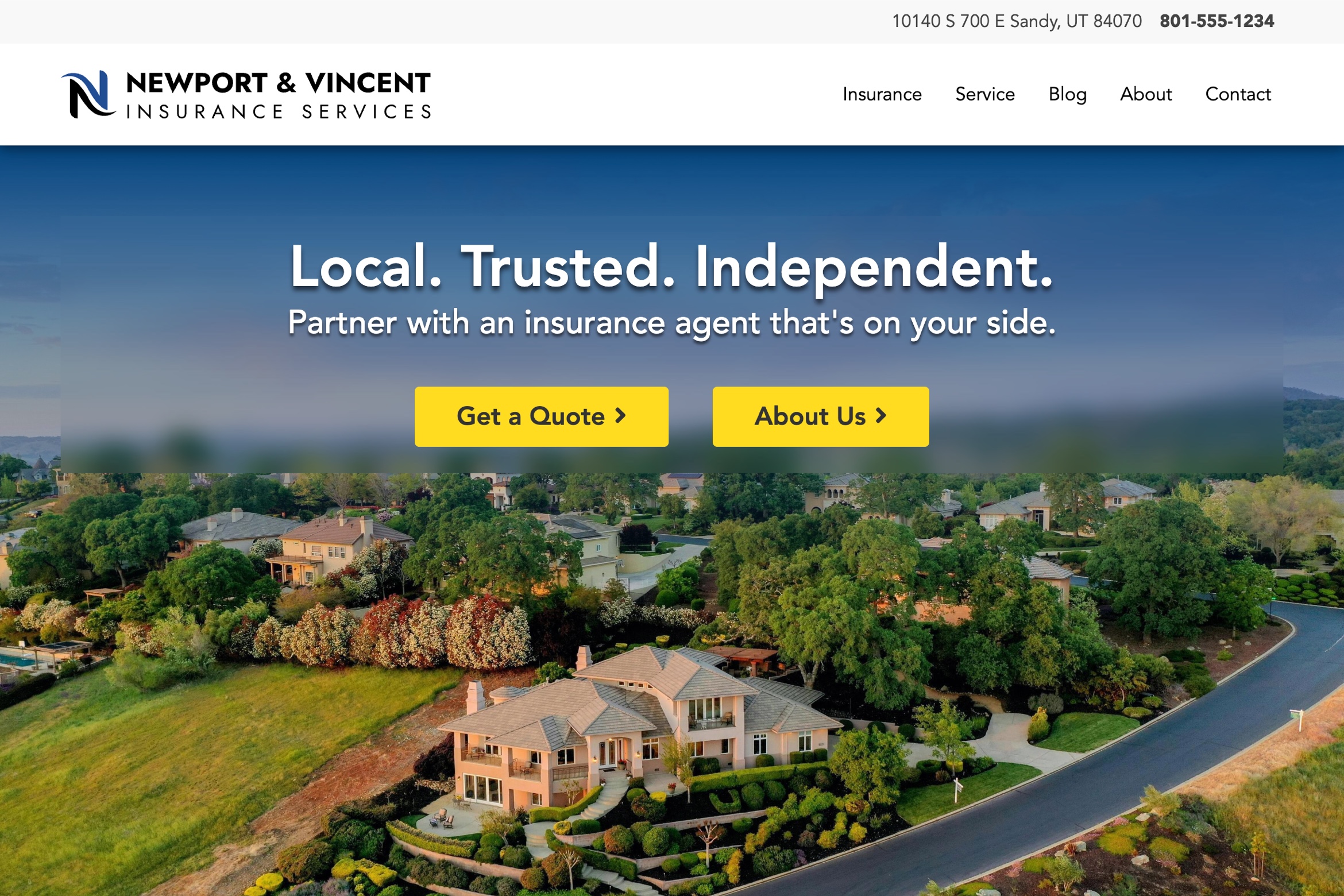 Screentshot of Newport Insurance website