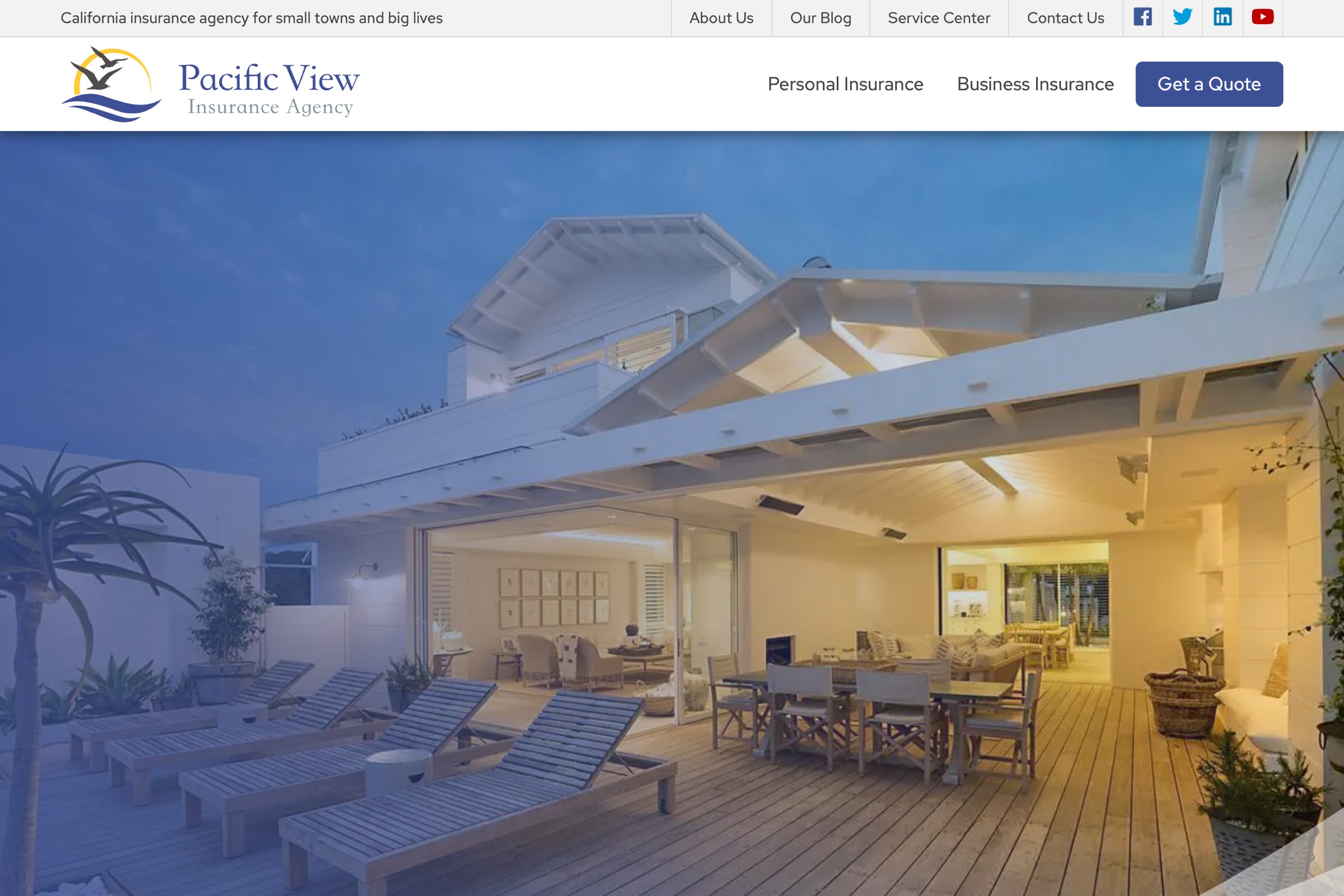 Screentshot of Pacific View Insurance website